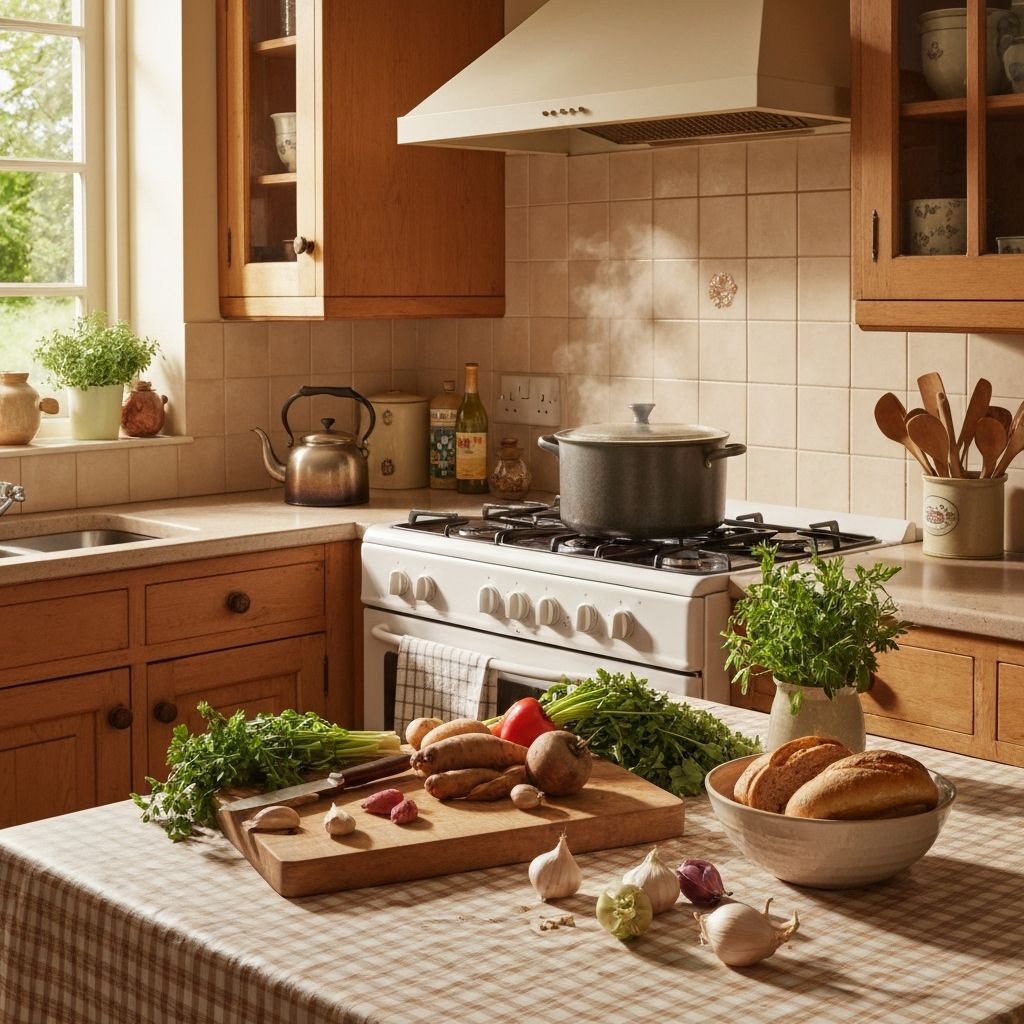 Slow cooking preparation in British kitchen